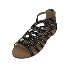 G7602C-B - Wholesale Youth's "Easy USA" Rhinestone Top Gladiator Sandals (*Black Color) 